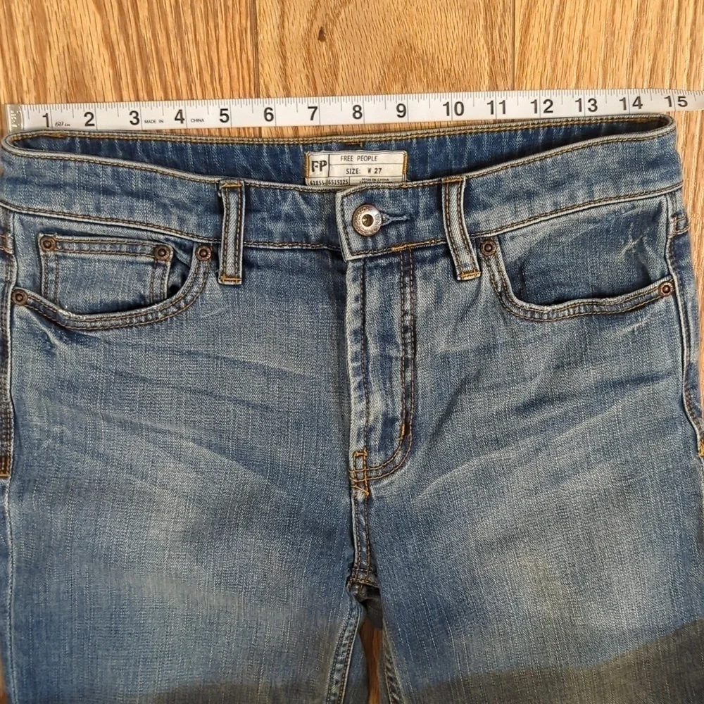 Free People Straight Leg Cropped Jeans Mid-Rise Stretch Women's Size 27